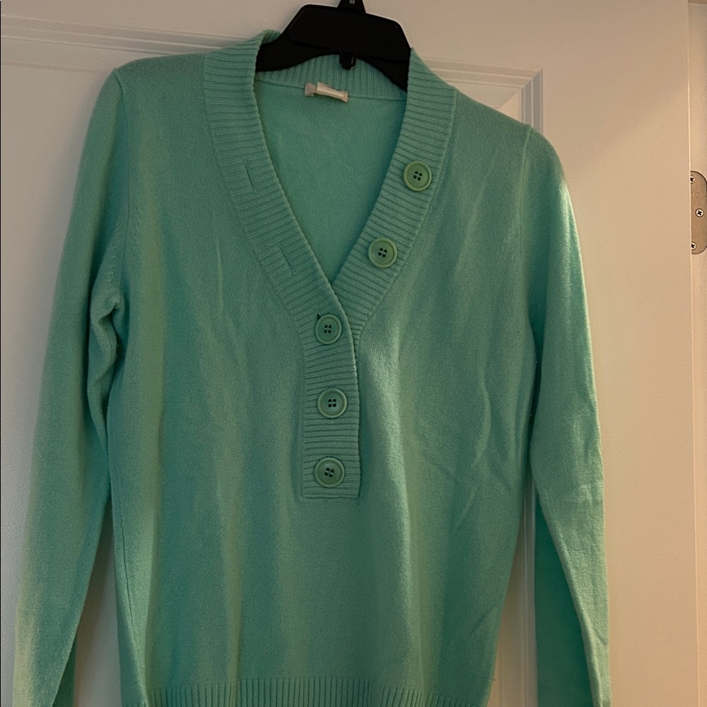 J. Crew Light Green V-Neck Sweater